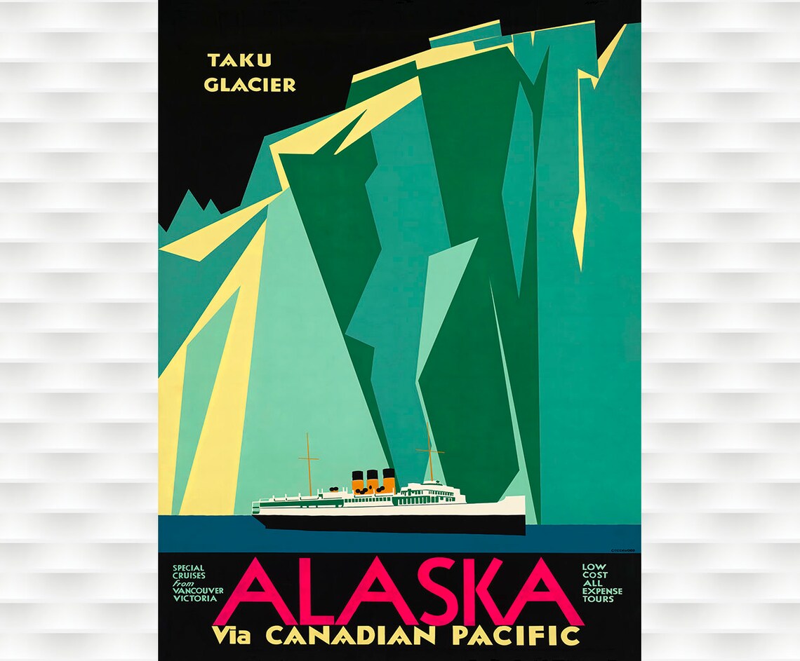 Taku Glacier Alaska Canadian Pacific Art Deco Vintage Poster