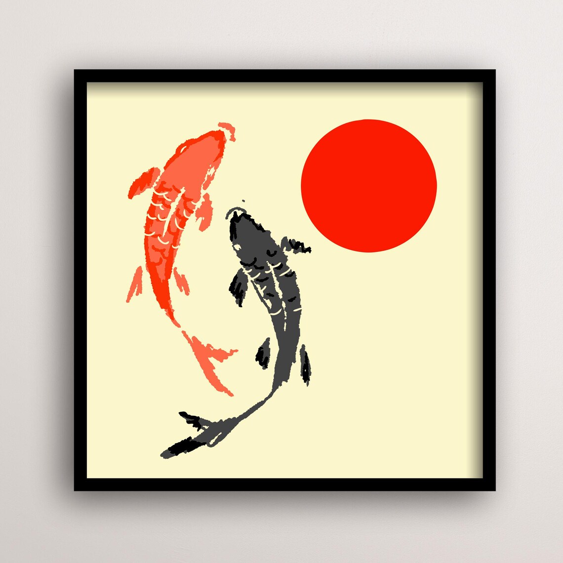 Koi Fish Art, Japanese Zen Minimalist Print