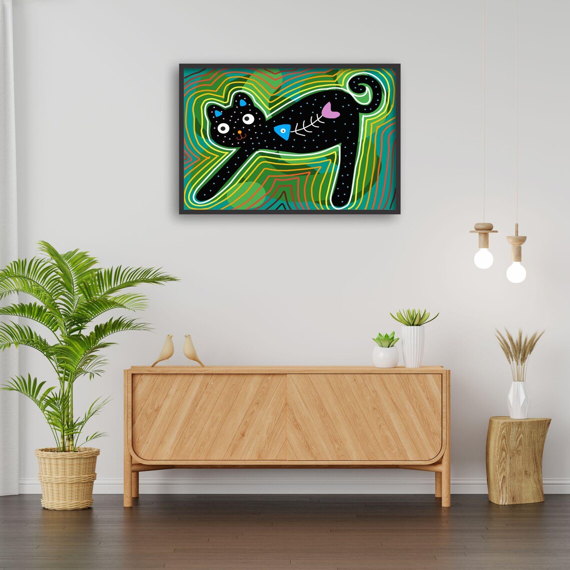 Cat Art, Whimsical Boho Decor Poster Print - Image 2