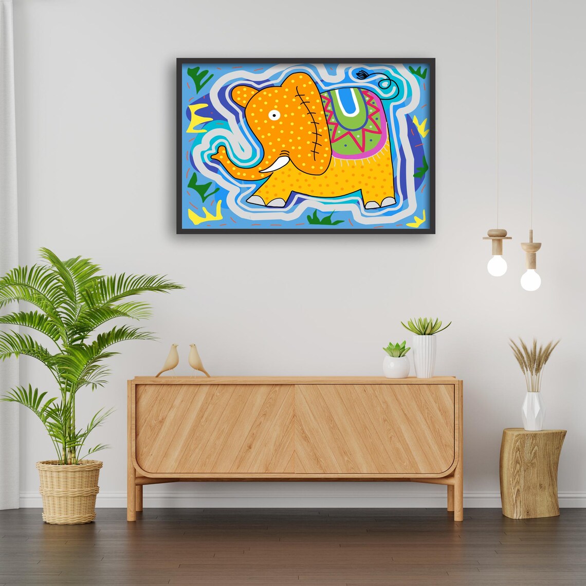 Whimsical Elephant Art Print, Boho Kids Room - Image 3