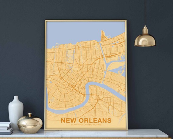 Custom New Orleans Louisiana Lo Us Map Poster Color Hometown City Print Modern Home Decor Office Decoration Wall Art Dorm Bedroom Gift