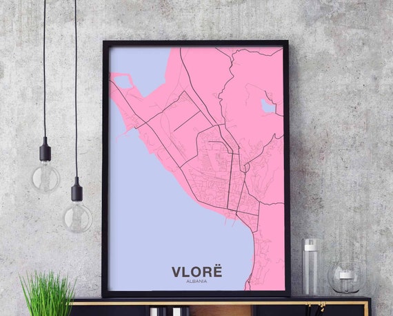 Vlore Albania Poster Color Hometown City Print Modern Home Decor Office Decoration Wall Art Dorm Bedroom Gift