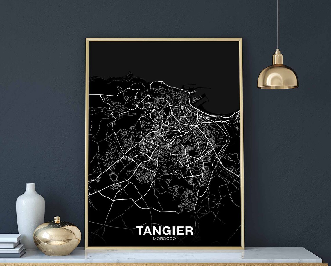 Tangier Morocco Map Poster, Modern Travel Poster