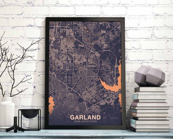 Garland Texas Tx Usa Poster Color Hometown City Print Modern Home Decor Office Decoration Wall Art Dorm Bedroom Gift