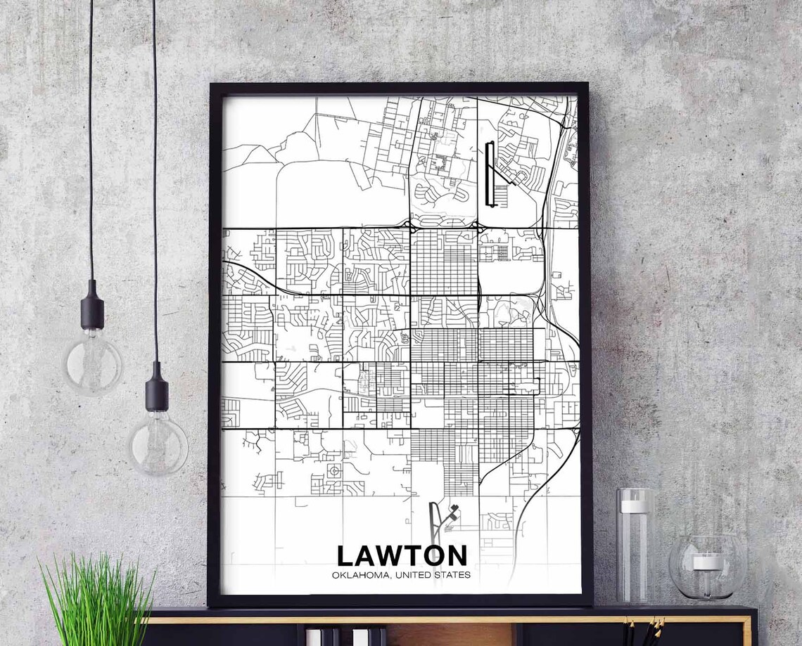 Lawton Oklahoma USA Map Poster