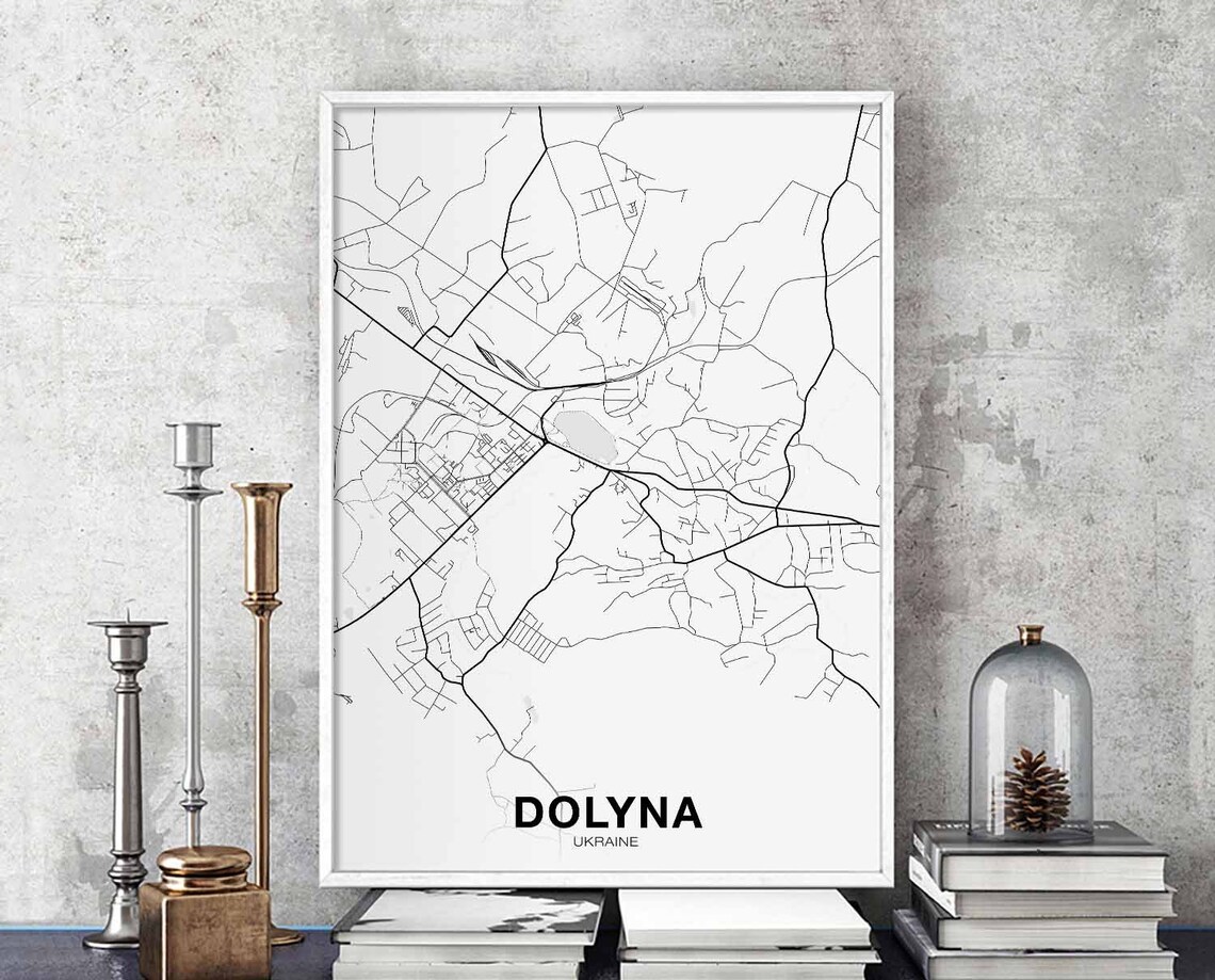 Dolyna Ukraine Map Poster, Modern Home Decor
