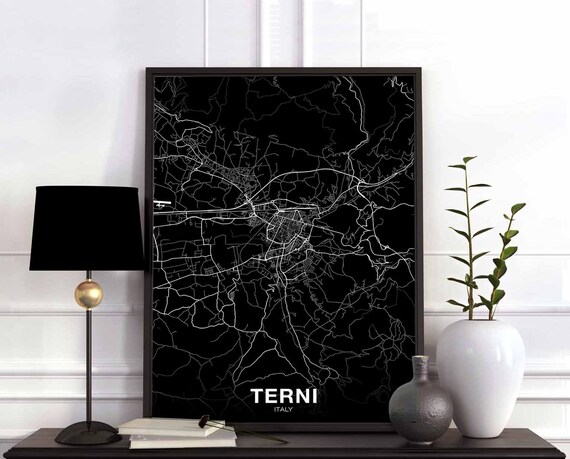Terni Italy Map Poster Black White Hometown City Print Modern Home Decor Office Decoration Wall Art Dorm Bedroom Gift