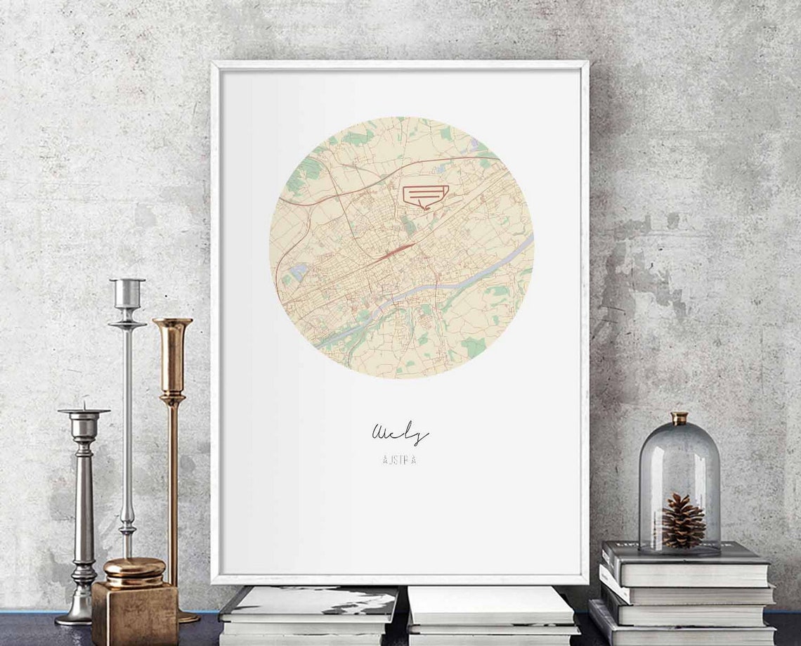 Wels Austria Round Minimalist City Map Circle Wall Decor Poster