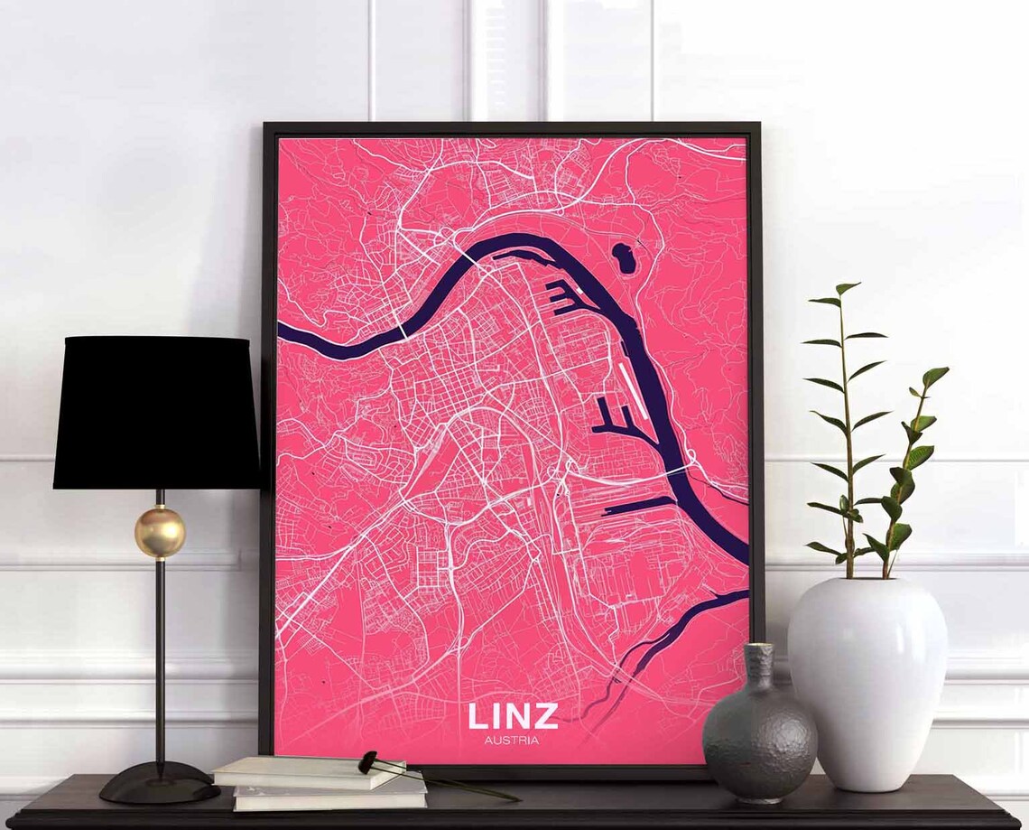 Linz Austria Poster, Modern City Art Print