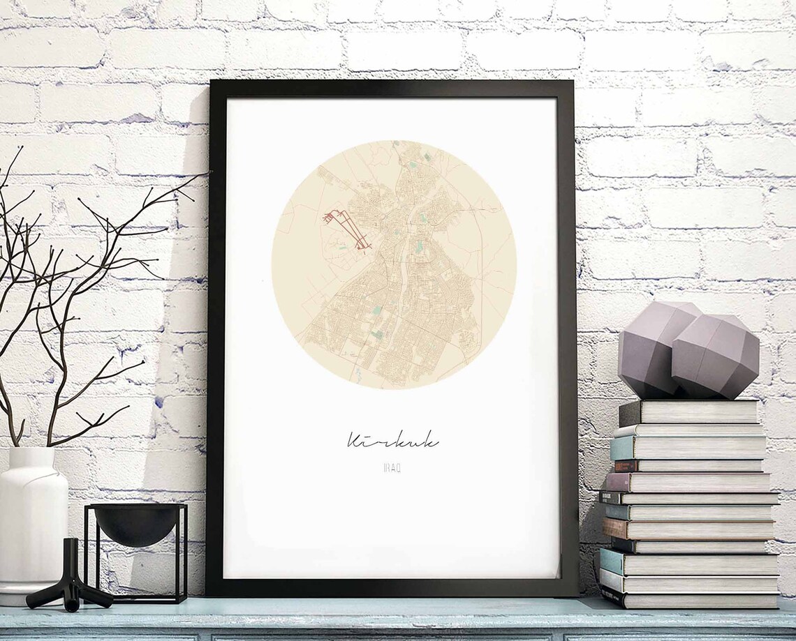 Kirkuk Iraq Map Poster, Modern Minimal Nordic