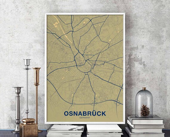 Osnabruck Germany Map Poster Color Hometown City Print Modern Home Decor Office Decoration Wall Art Dorm Bedroom Gift