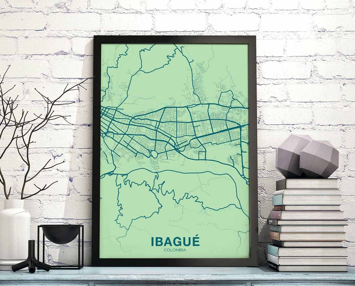 Beautiful Ibague Colombia Andean Green City Street Map Poster
