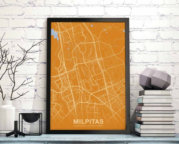Milpitas Ca Usa Poster Color Hometown City Print Modern Home Decor Office Decoration Wall Art Dorm Bedroom Gift