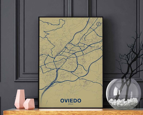 Oviedo Spain Map Poster Color Hometown City Print Modern Home Decor Office Decoration Wall Art Dorm Bedroom Gift