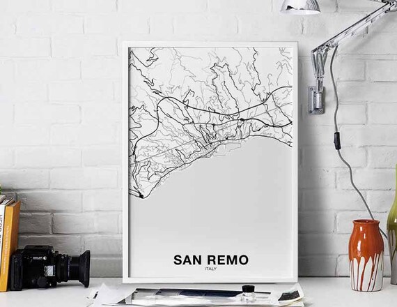 San Remo Italy Map Poster Hometown City Print Modern Home Decor Office Decoration Wall Art Dorm Bedroom Gift