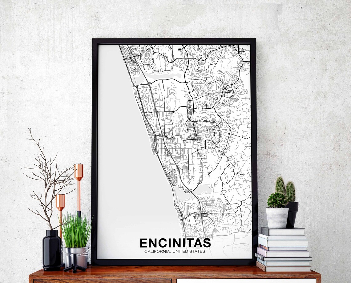Encinitas USA Map Poster, Modern Home Decor