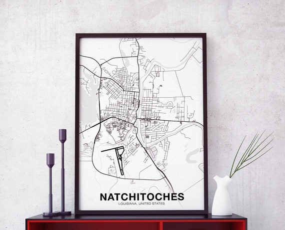Natchitoches Louisiana USA Map Poster