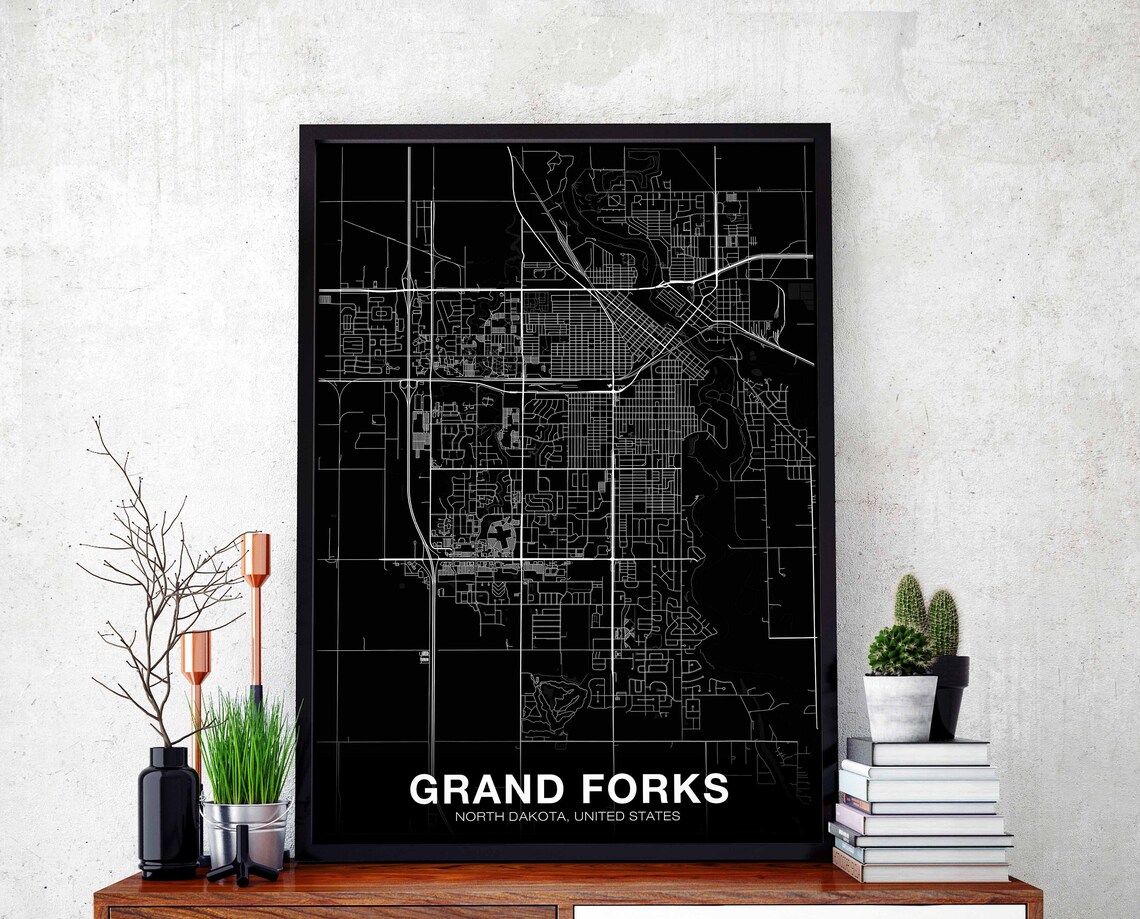 Grand Forks North Dakota Map Poster, City Print