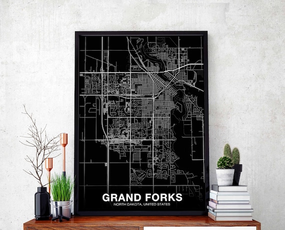Grand Forks North Dakota Map Poster, City Print