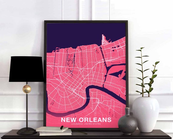 New Orleans Louisiana La Usa Poster Color Hometown City Print Modern Home Decor Office Decoration Wall Art Dorm Bedroom Gift