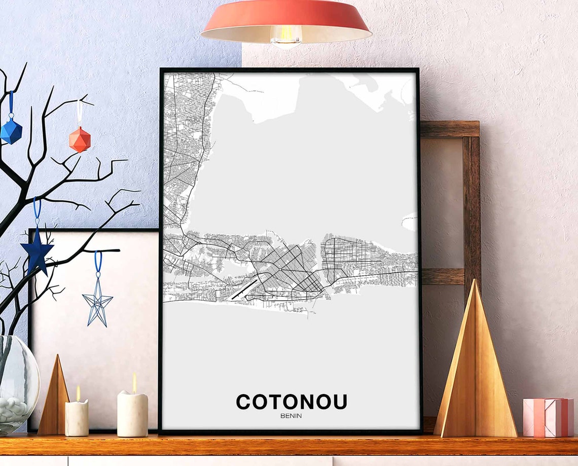 Cotonou Benin Black White Minimalist City Map Coastal Art Poster