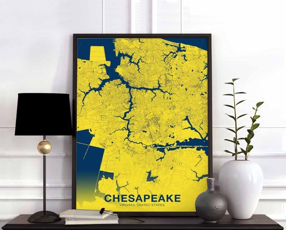 Chesapeake Virginia Va Usa Poster Color Hometown City Print Modern Home Decor Office Decoration Wall Art Dorm Bedroom Gift