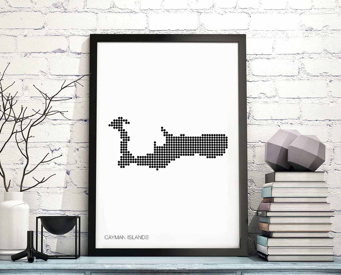 Cayman Islands Minimal Dots Retro Map Poster