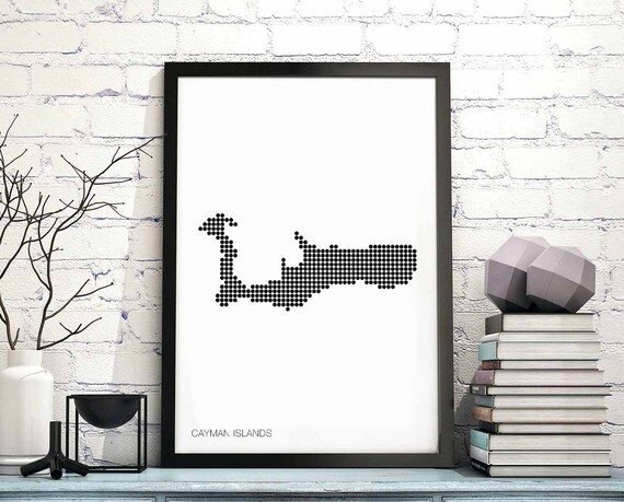 Cayman Islands Minimal Dots Retro Map Poster