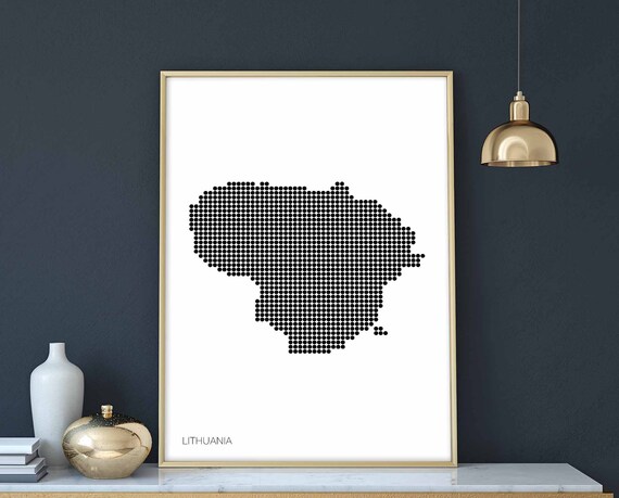Lithuania Minimal Dots Retro Map Poster