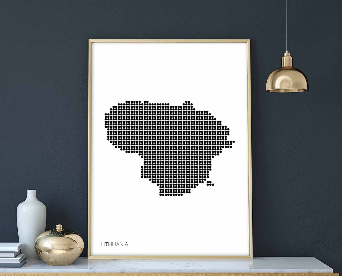 Lithuania Minimal Dots Retro Map Poster
