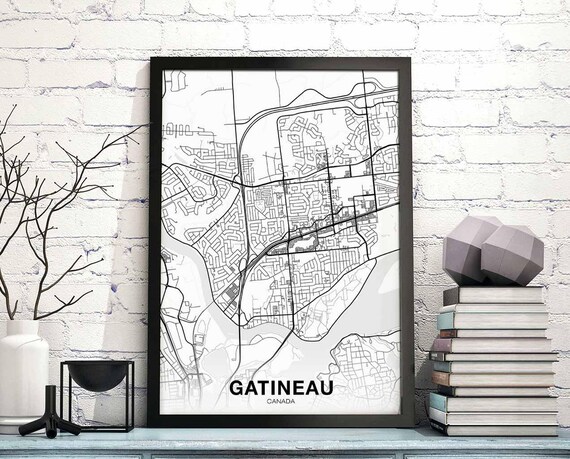 Gatineau Canada Map Poster Hometown City Print Modern Home Decor Office Decoration Wall Art Dorm Bedroom Gift