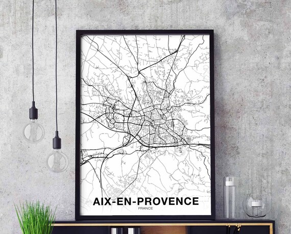 Aixenprovence France Map Poster Hometown City Print Modern Home Decor Office Decoration Wall Art Dorm Bedroom Gift