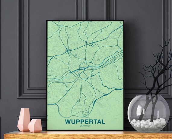 Wupperetal Germany Map Poster Color Hometown City Print Modern Home Decor Office Decoration Wall Art Dorm Bedroom Gift