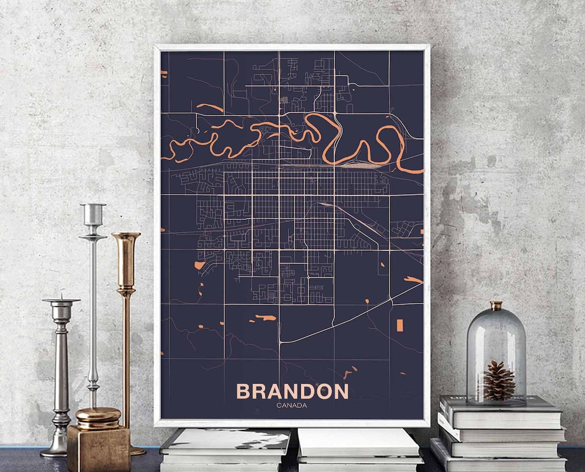 Brandon Canada Map Poster, Modern Home Decor