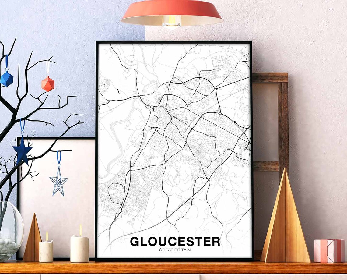 Gloucester Great Britain UK Map Poster