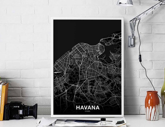 Havana Map Poster, Modern Home Decor