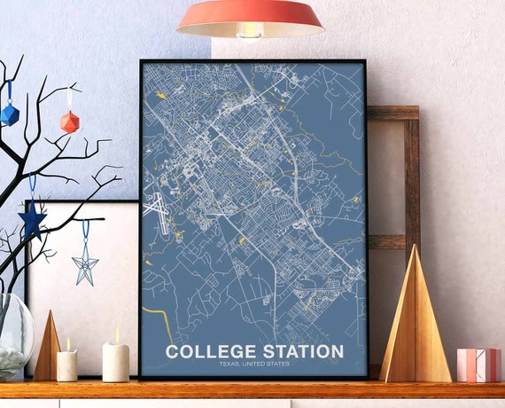 College Station Texas USA Poster, Modern City Print
