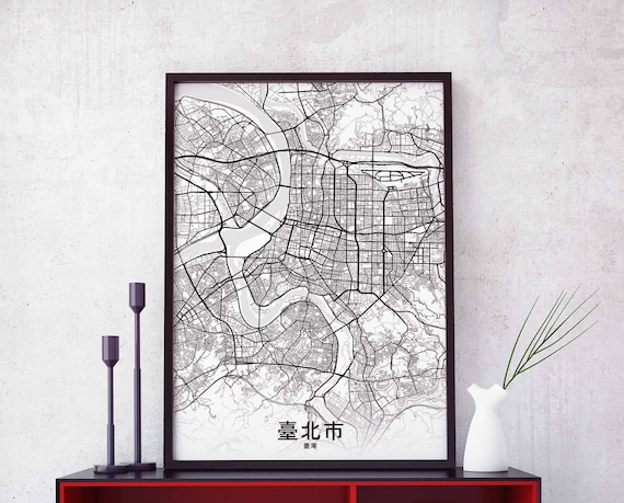 Taipei Taiwan Map Poster Hometown City Print Modern Home Decor Office Decoration Wall Art Dorm Bedroom Gift