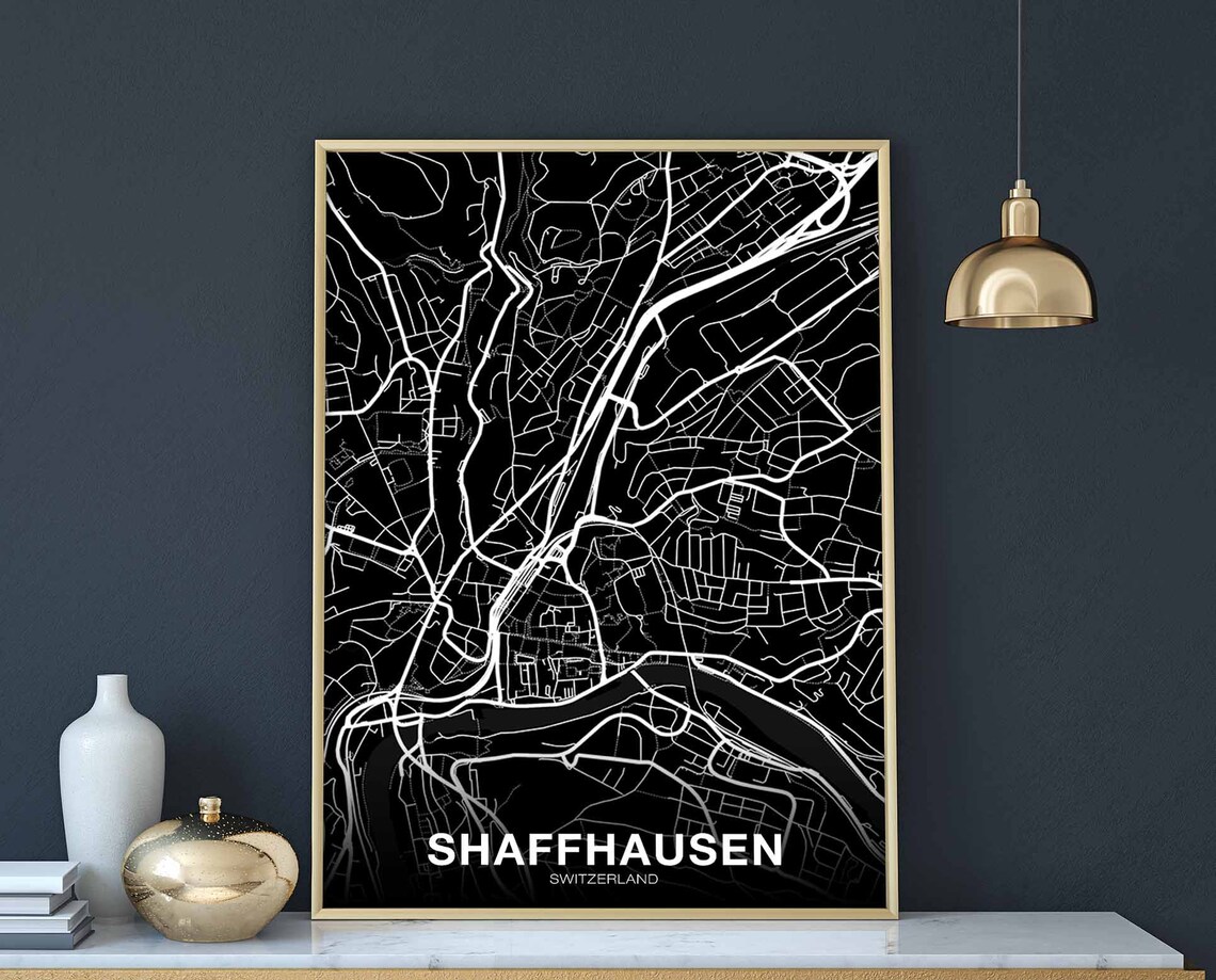 Shaffhausen Switzerland Map Poster, Modern Home Decor