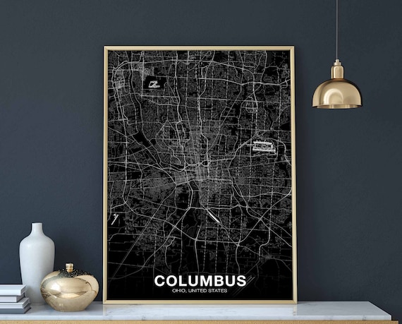 Columbus Ohio Oh Usa Map Poster Black White Hometown City Print Modern Home Decor Office Decoration Wall Art Dorm Bedroom Gift