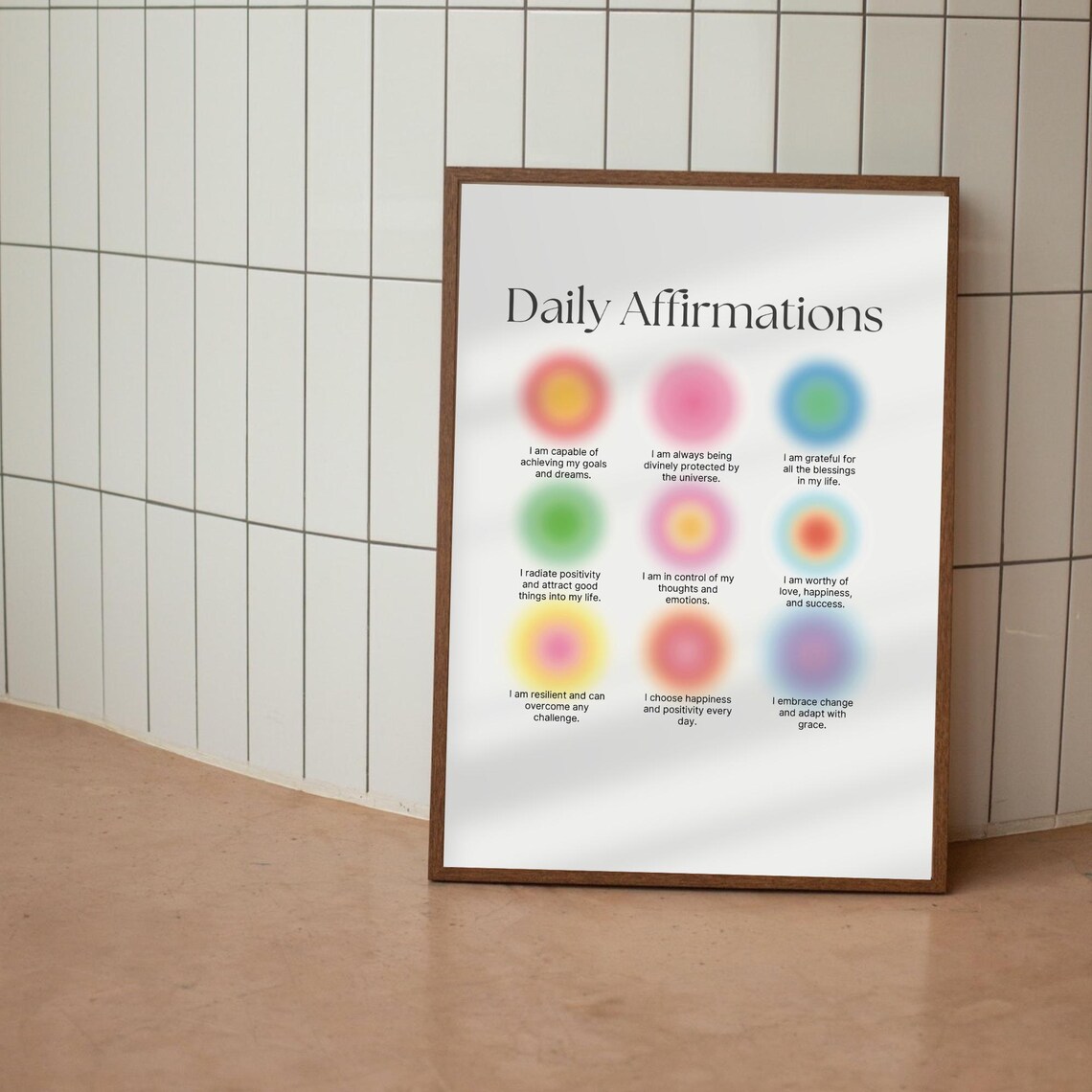 Daily Affirmations Aura Energy Dots I Am Positive List Art Poster - Image 4
