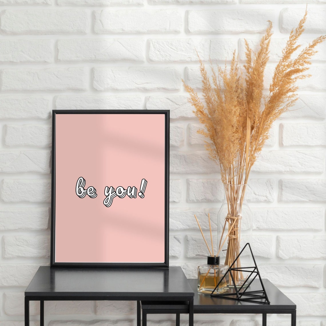 Be You Script Quote Minimalist Pink Positive Affirmation Poster - Image 3