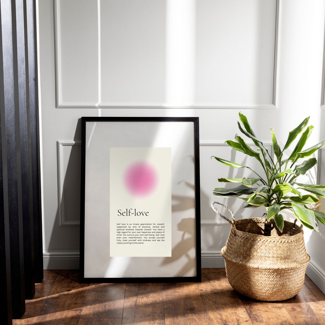 Self Love Definition Pink Aura Minimalist Affirmation Quote Poster - Image 2