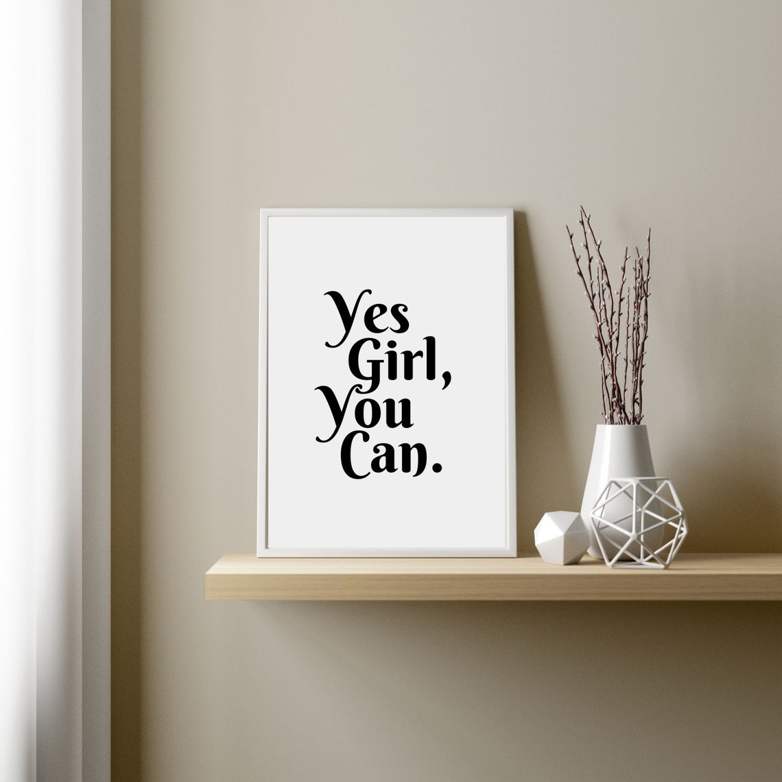 Yes Girl You Can Typography Wall Art Print Positive Quote Print Girl Power Female Empowerment Poster Self Love Print - Image 2