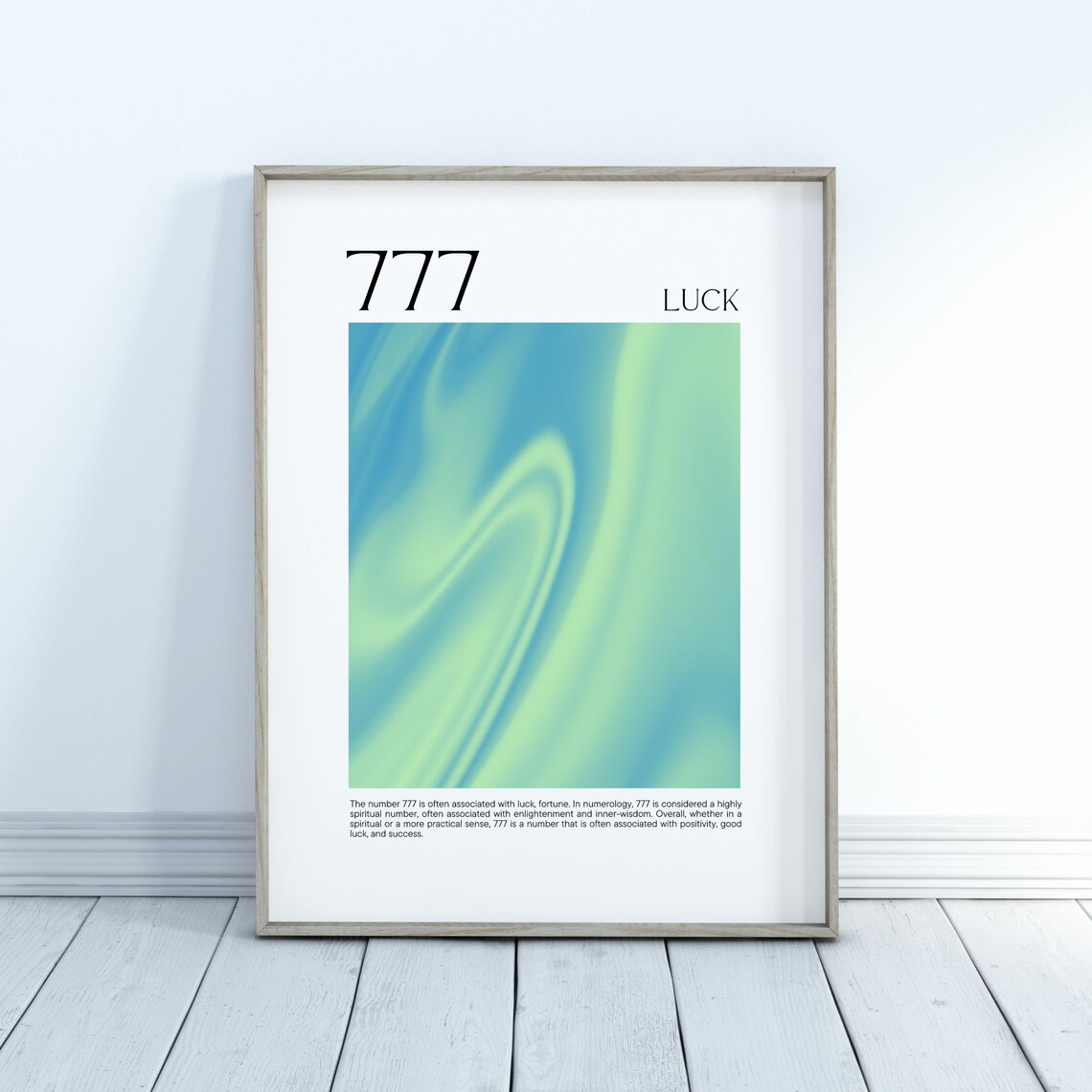 Angel Number 777 Luck Green Blue Aura Gradient Spiritual Poster - Image 4