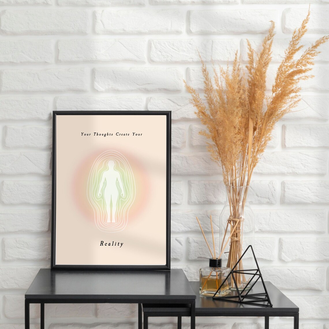 Your Thoughts Create Your Reality Aura Silhouette Mindfulness Poster - Image 3