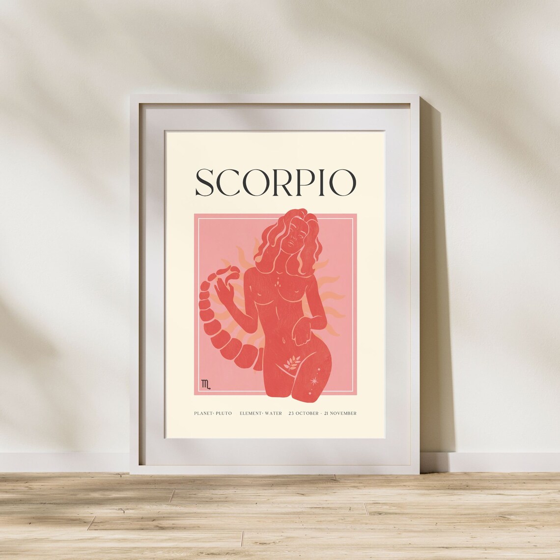 Scorpio Zodiac Sign Crimson Silhouette Woman Astrology Poster