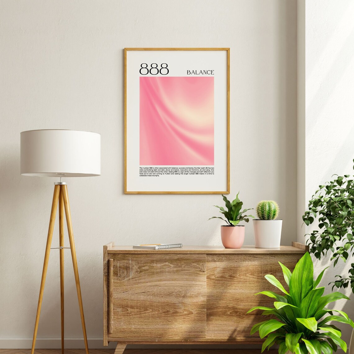 Angel Number 888 Balance Pink Aura Gradient Spiritual Poster - Image 4