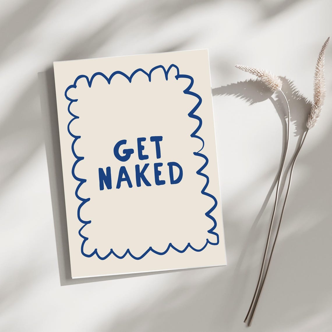Get Naked Funny Blue Wavy Quirky Bathroom Dorm Typography Poster - Image 2