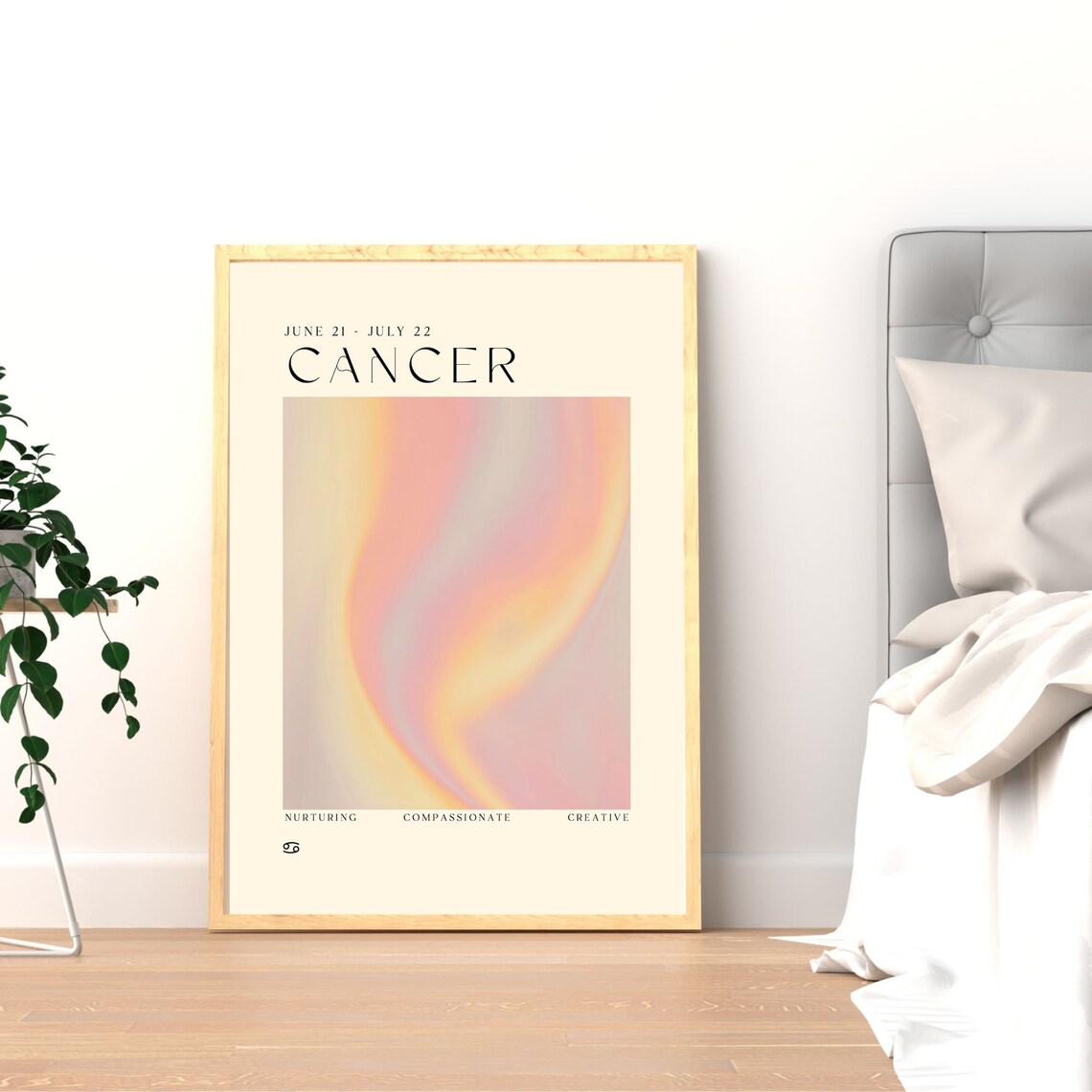Cancer Zodiac Pastel Aura June July Birth Horoscope Art Poster